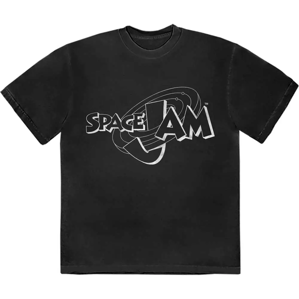 Space Jam – Retro B&W Logo (Negru) (Tricou)