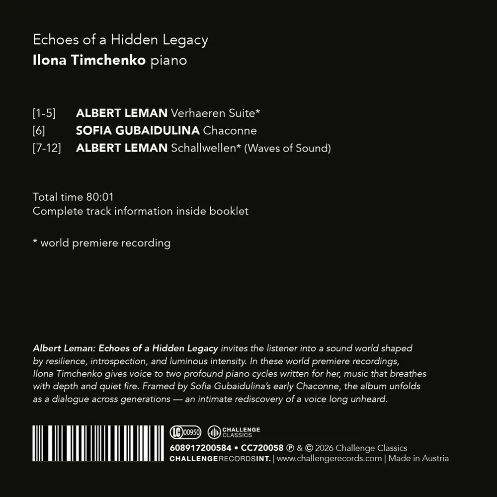 Ilona Timchenko – TIMCHENKO, ILONA - ECHOES OF A HIDDEN LEGACY: ALBERT LEMAN, SOFIA GUBAIDULINA (CD)