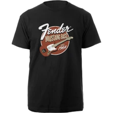 Fender, Tričko Mustang Bass, Unisex, Čierna