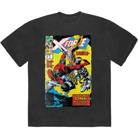 Tričko X-Force Cable & Deadpool (Čierna, Stone Wash T-Shirt), Unisex, Čierna