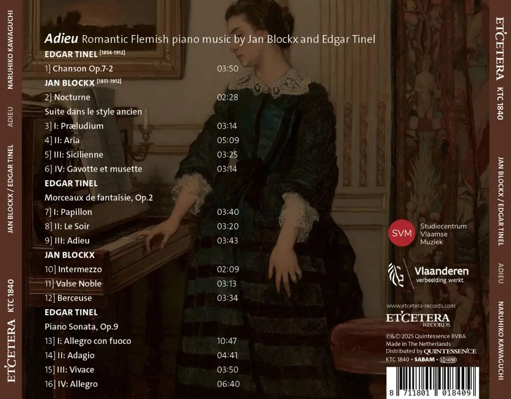 ADIEU - ROMANTIC FLEMISH PIANO MUSIC BY JAN BLOCKX AND EDGAR TINEL
