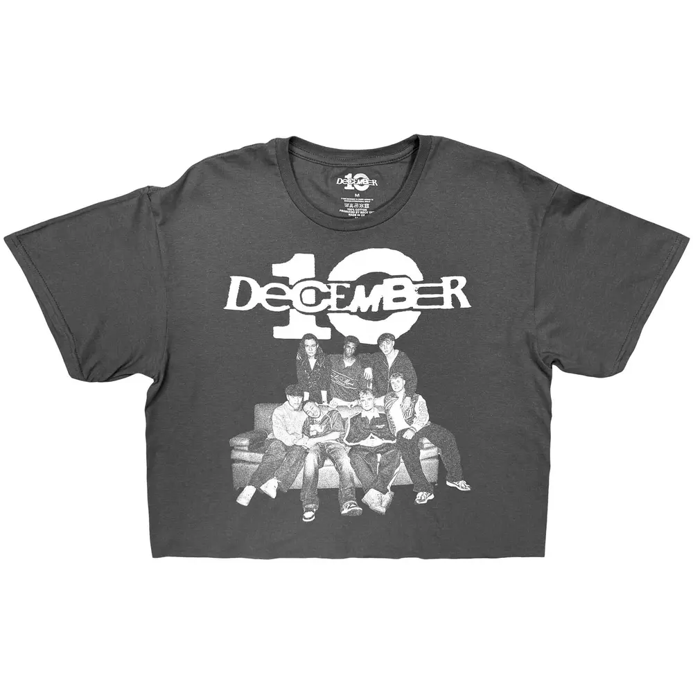 Ladies Crop Top: Group White Logo (Charcoal Grey)