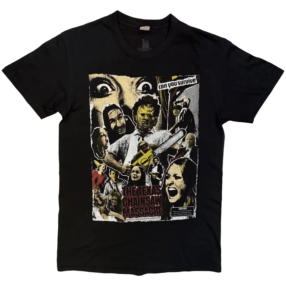The Texas Chainsaw Massacre – Collage Front (Negru) (Tricou)