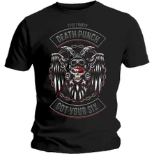 Five Finger Death Punch, Tričko Biker Badge, Unisex, Čierna