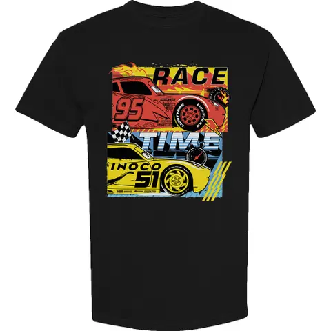 Tričko Cars Race Time (Čierna), Unisex, Čierna
