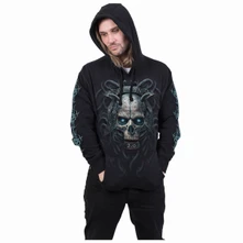 Unisex Pullover Hoodie: Human 2.0 (Black) (Back & Sleeve Print) thumbnail
