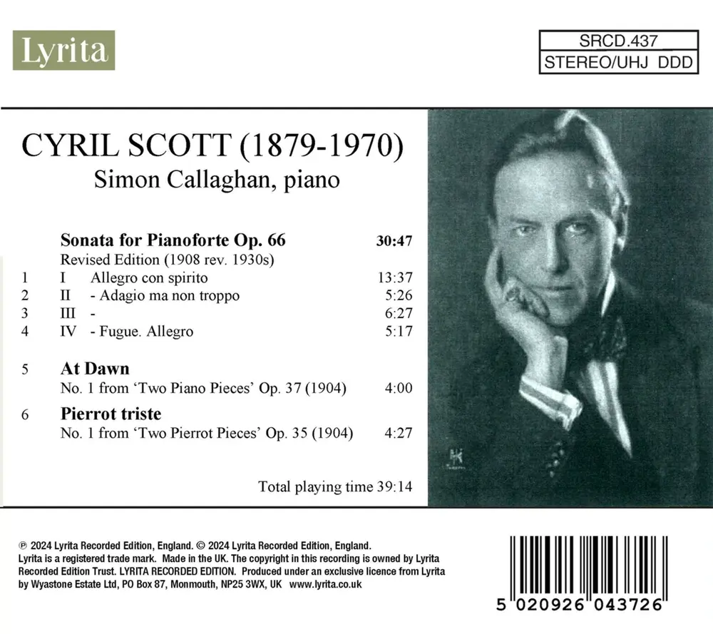 CYRIL SCOTT: PIANO SONATA NO. 1, OP. 66