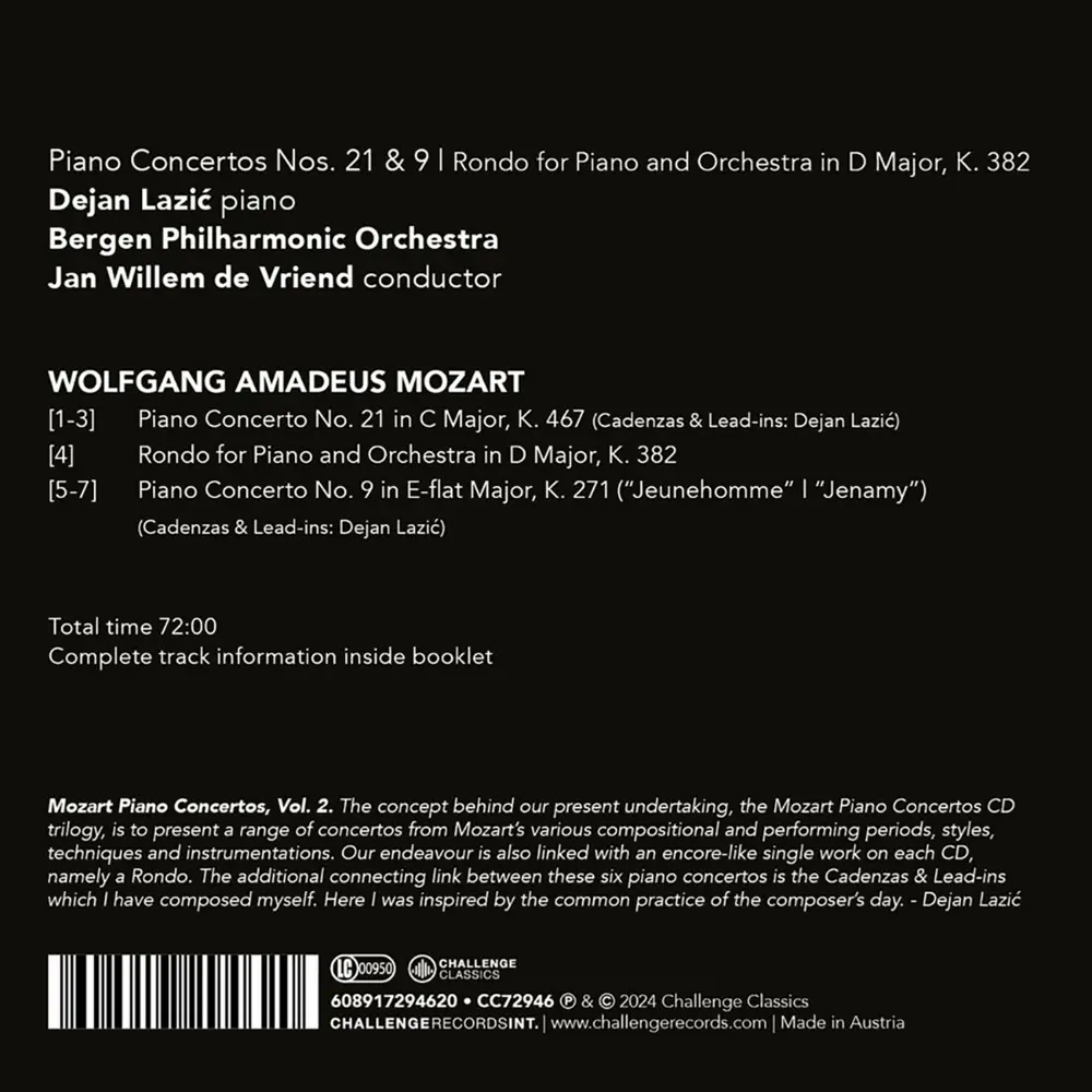 MOZART: PIANO CONCERTOS NOS. 21 & 9 / RONDO FOR PIANO AND ORCHESTRA