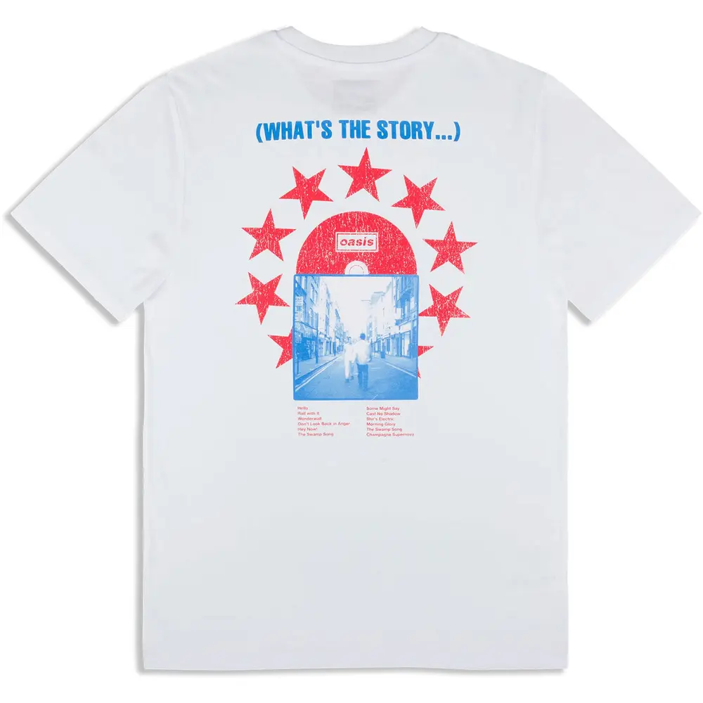Unisex T-Shirt: What's The Story CD Star (White) (Back Print & Ex-Tour)