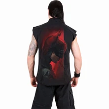 Unisex Worker Shirt: The Batman Profile Logo (Black) (Back Print) thumbnail