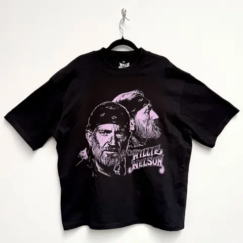Unisex Oversized Boxy T-Shirt: Purple Graphic (Black)
