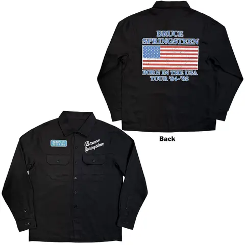 Unisex Casual Shirt: Born In The USA Flag (Black)