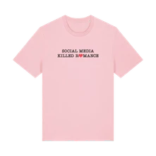 Ruka Hore, Tričko Social Media Killed Romance, Unisex, Cotton Pink