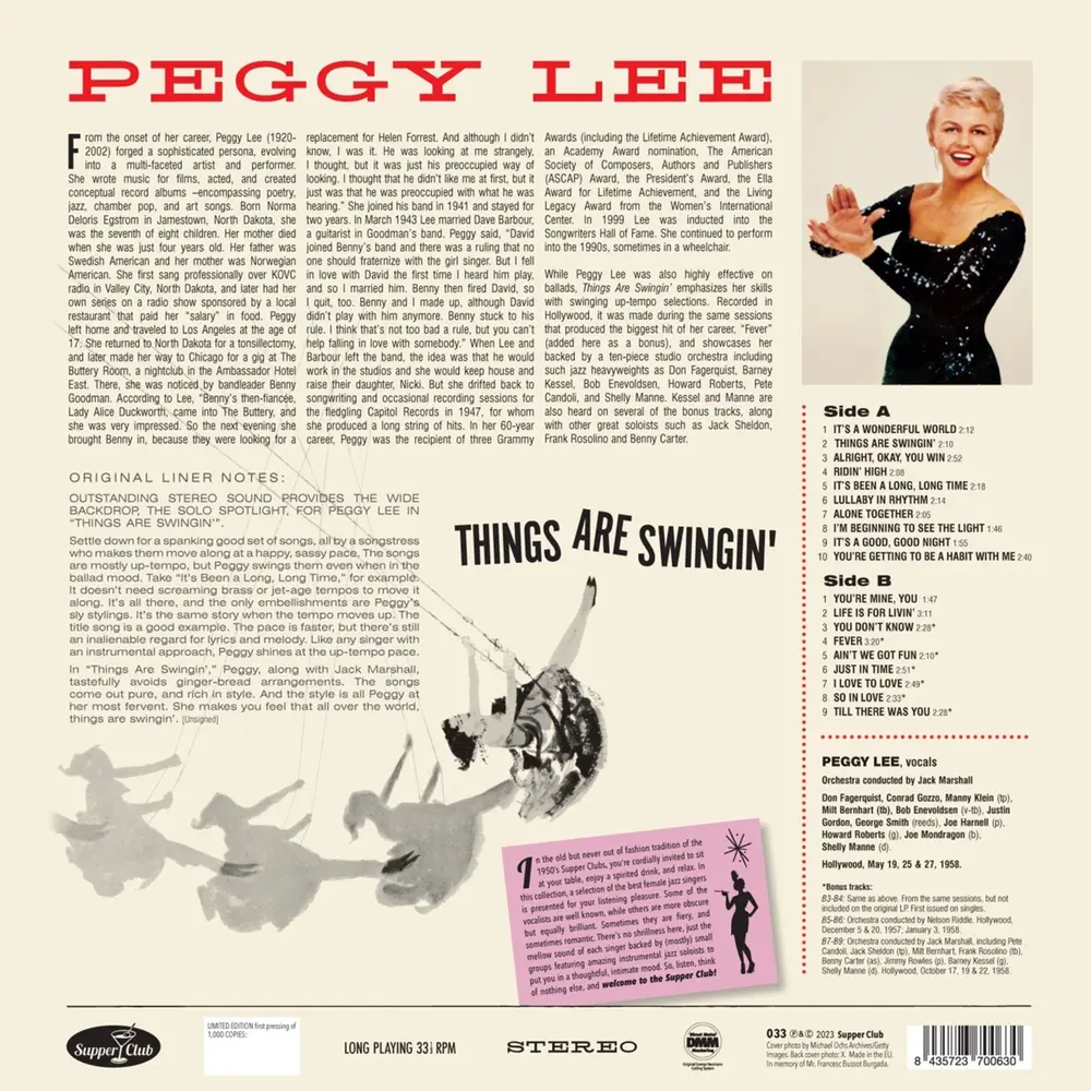 LEE, PEGGY - THINGS ARE SWINGIN'