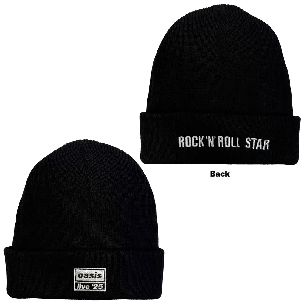 Unisex Beanie Hat: Live '25 (Black) (Back Print)