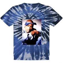 2Pac, Tričko Photo Swirl, Unisex, Modrá