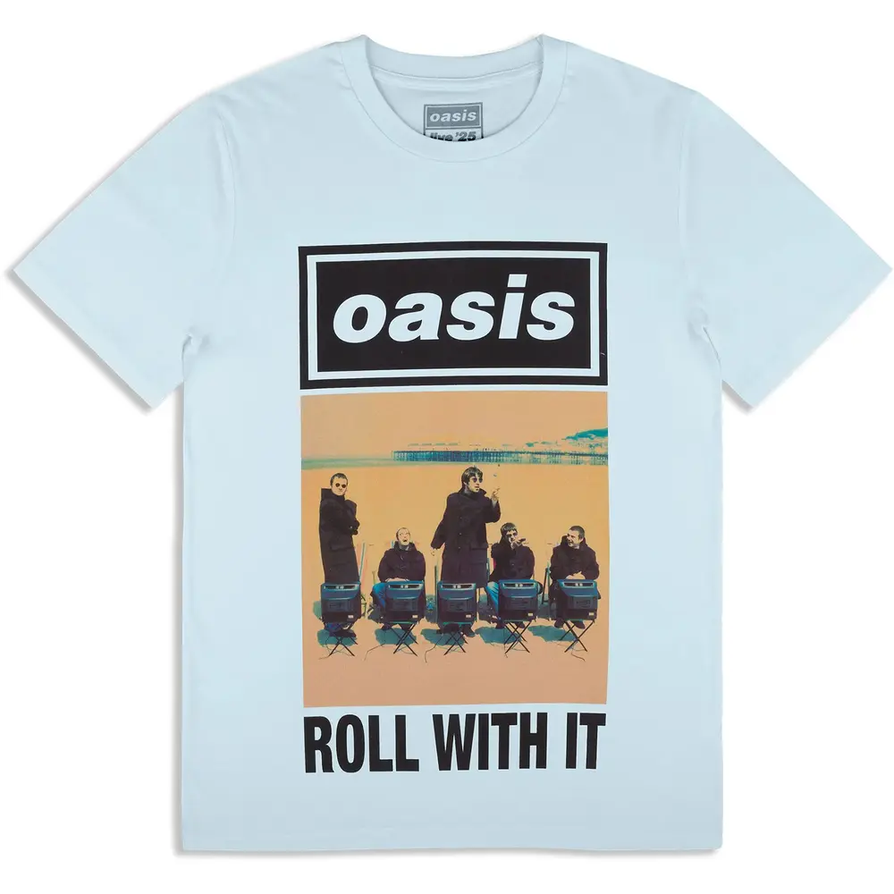 Unisex T-Shirt: Roll With It Single Cover (Light Blue) (Ex-Tour)