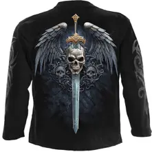 Unisex Long Sleeve T-Shirt: Angel Sword (Black) (Back & Sleeve Print) thumbnail