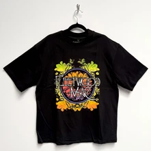 Tričko Unisex Oversized Boxy T-Shirt: Circle Floral Logo (Black)