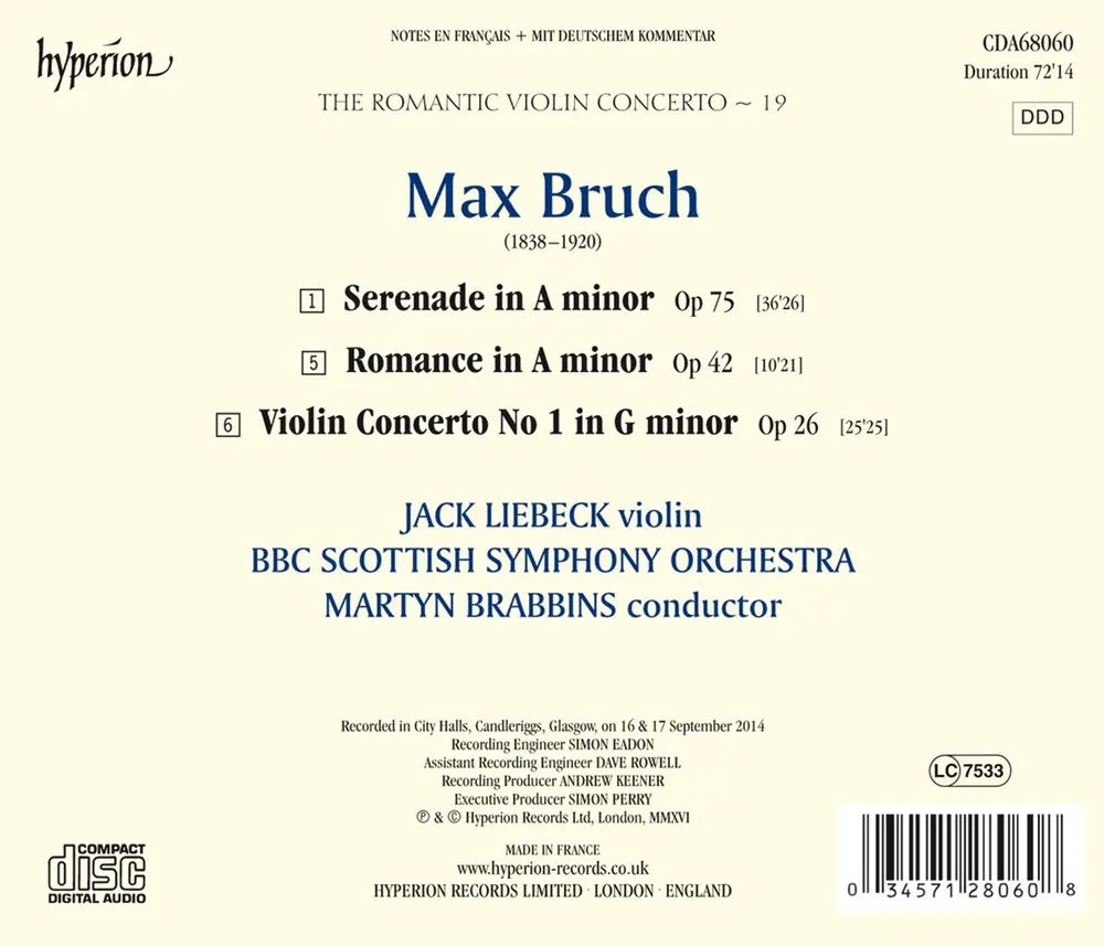 BRUCH: VIOLIN CONCERTO NO. 1 & OTHER WORKS (HYPERI
