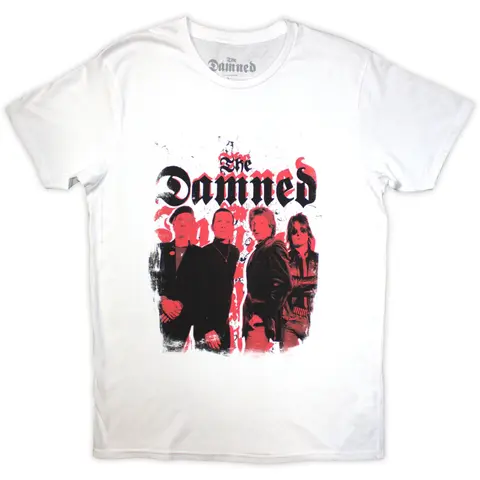 The Damned – Tričko Repeat Logo Photo (Biela), Unisex, Biela