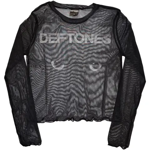Ladies Long Sleeve Mesh Crop Top: Sphynx (Black)