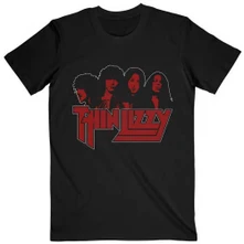 THIN LIZZY, Tričko Band Photo Logo, Unisex, Čierna