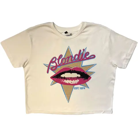 Ladies Stone Wash Crop Top: Lips (White)