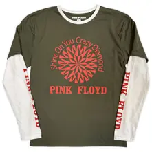 Unisex 2 In 1 Layered Long Sleeve T-Shirt: Shine On (Green & White) (Sleeve Print) thumbnail