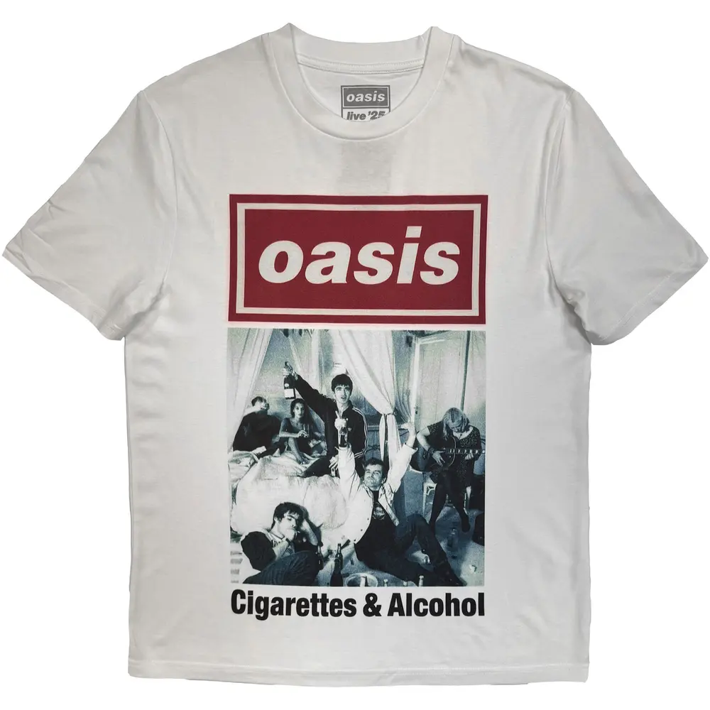 Oasis – Cigarettes & Alcohol Single Cover (Biela, Limited) (Tričko)