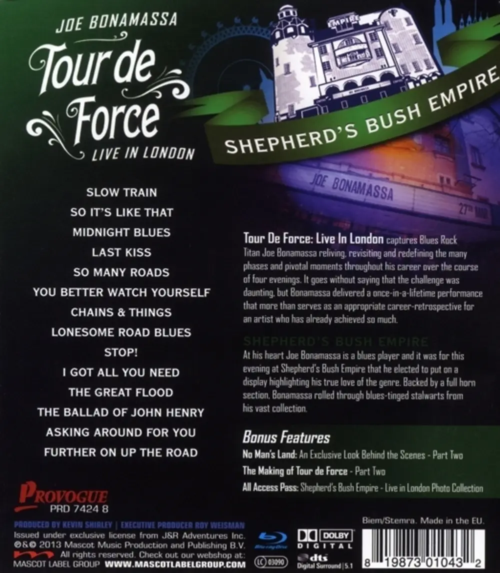 Joe Bonamassa – TOUR DE FORCE - SHEPHERD'S BUSH EMPIRE (Blu-ray)