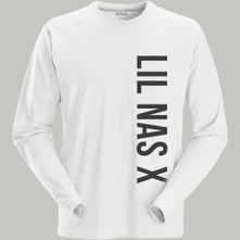 Lil Nas X, Tričko s dlhým rukávom Vertical Text, Unisex, Biela