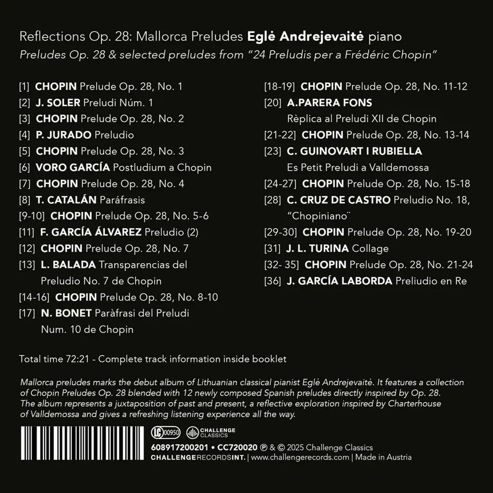 Eglė Andrejevaitė – FREDERIC CHOPIN: REFLECTIONS OP. 28 - MALLORCA PRELUDES (CD)