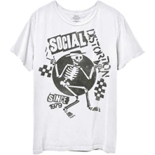 Social Distortion, Tričko Speakeasy Checkerboard, Unisex, Biela