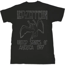 Led Zeppelin, Tričko USA '77., Unisex, Čierna