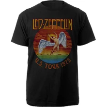 Led Zeppelin, Tričko USA Tour '75., Unisex, Čierna