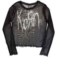 Ladies Long Sleeve Mesh Crop Top: Still A Freak (Black) (Front & Back) thumbnail