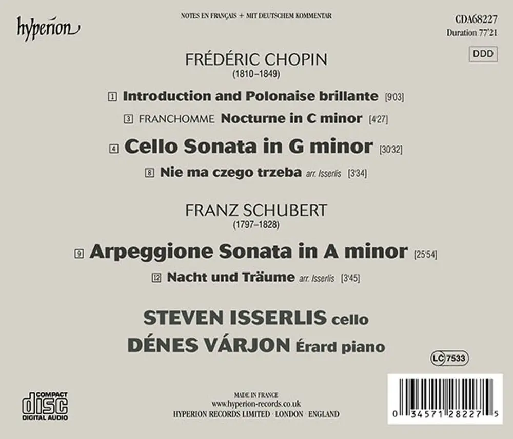 CHOPIN: CELLO SONATA; SCHUBERT: ARPEGGIONE SONATA
