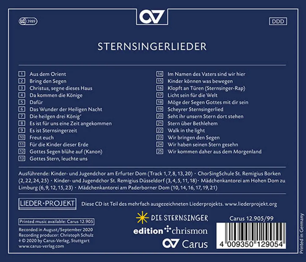 Chorsingschule St. Remigius – Sternsingerlieder (CD)