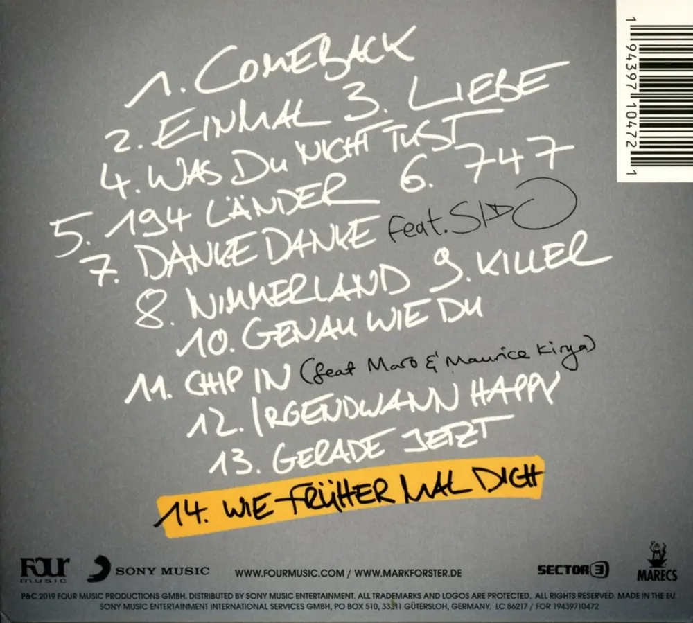 Mark Forster – LIEBE s/w (CD)