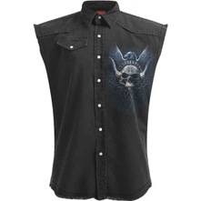 Košeľa Unisex Worker Shirt: Odin's Warrior (Black) (Back Print)