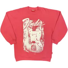 Fender, Mikina Ladies Unplugged Sweatshirt: Distressed Guitar (Pink), Žena, Ružová