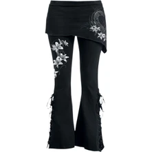 Legíny Ladies Boot Cut Leggings with Micro Skirt: Pure Of Heart (Black) (Back Print)