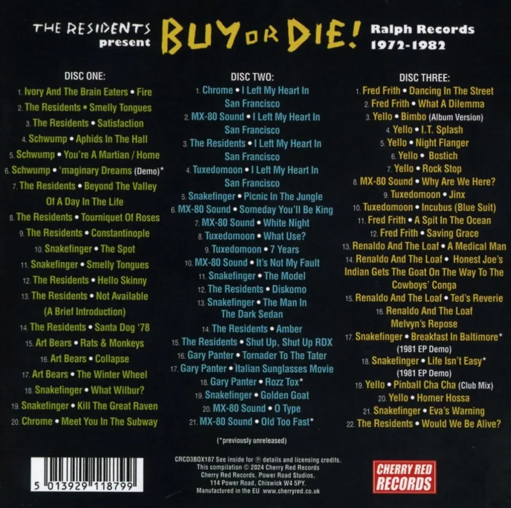 RESIDENTS PRESENT BUY OR DIE! RALPH RECORDS 1972-1982