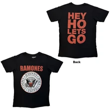Ramones, Tričko Hey Ho Red Block Text, Unisex, Čierna