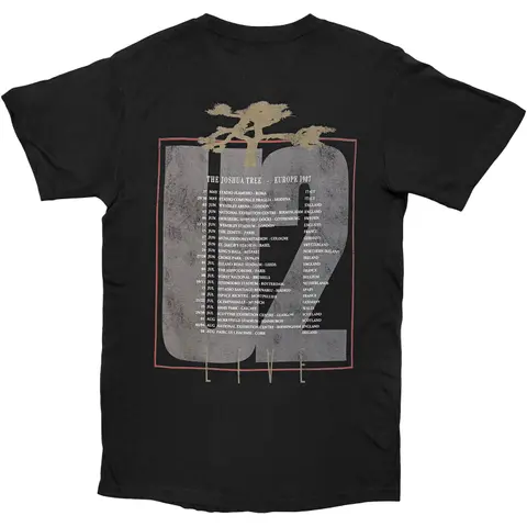 U2 – Tričko Joshua Tree European Tour '87 (Čierna), Unisex, Čierna