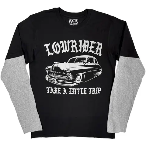 Unisex 2 In 1 Layered Long Sleeve T-Shirt: Low Rider (Black & Grey)