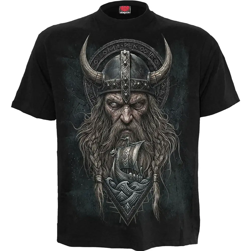 Unisex T-Shirt: Viking Norseman (Black) (Back Print)