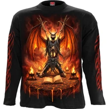 Unisex Long Sleeve T-Shirt: Skeletal Worship (Black) (Back & Sleeve Print)