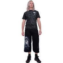Unisex Vintage Cargo Shorts: Odin's Warrior (Black) (Back Print) thumbnail